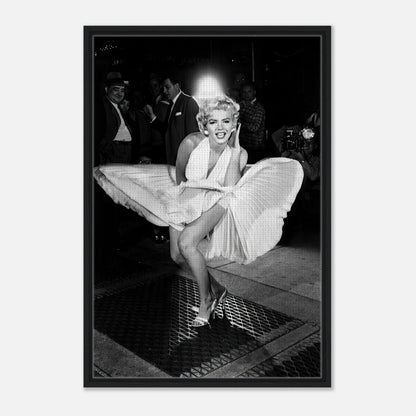 Marilyn Monroe - White Dress Wind-Blown Photograph | Framed Canvas Print - Small